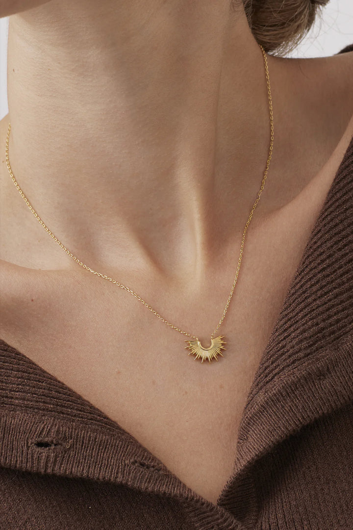 Half Sunburst Necklace - Gold Plated