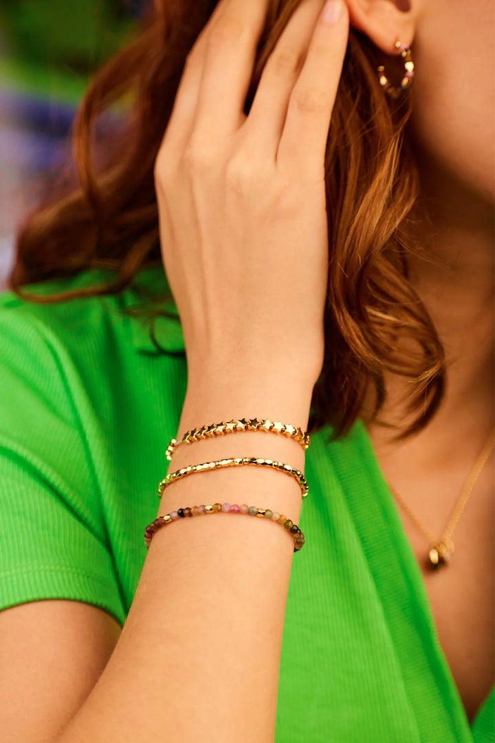 Coco Bead And Tourmaline Double Bracelet