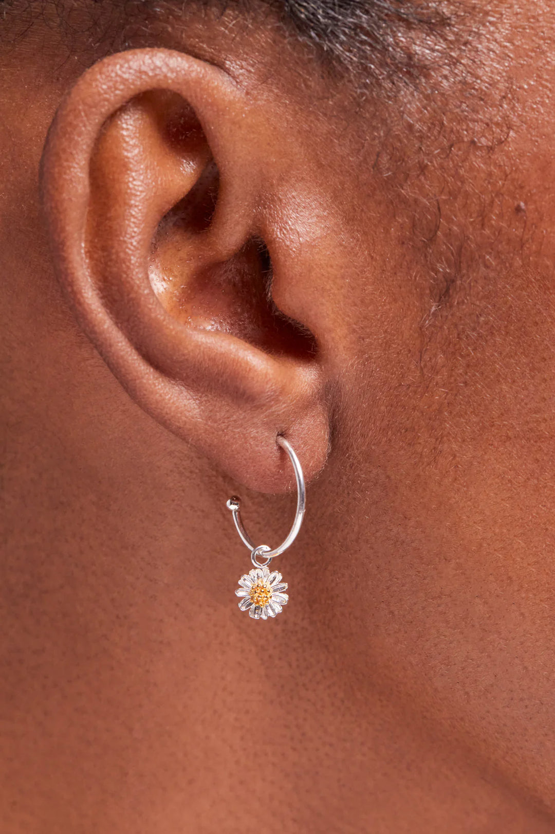 Mini Wildflower Hoop Drop Earrings - Silver And Gold Plated