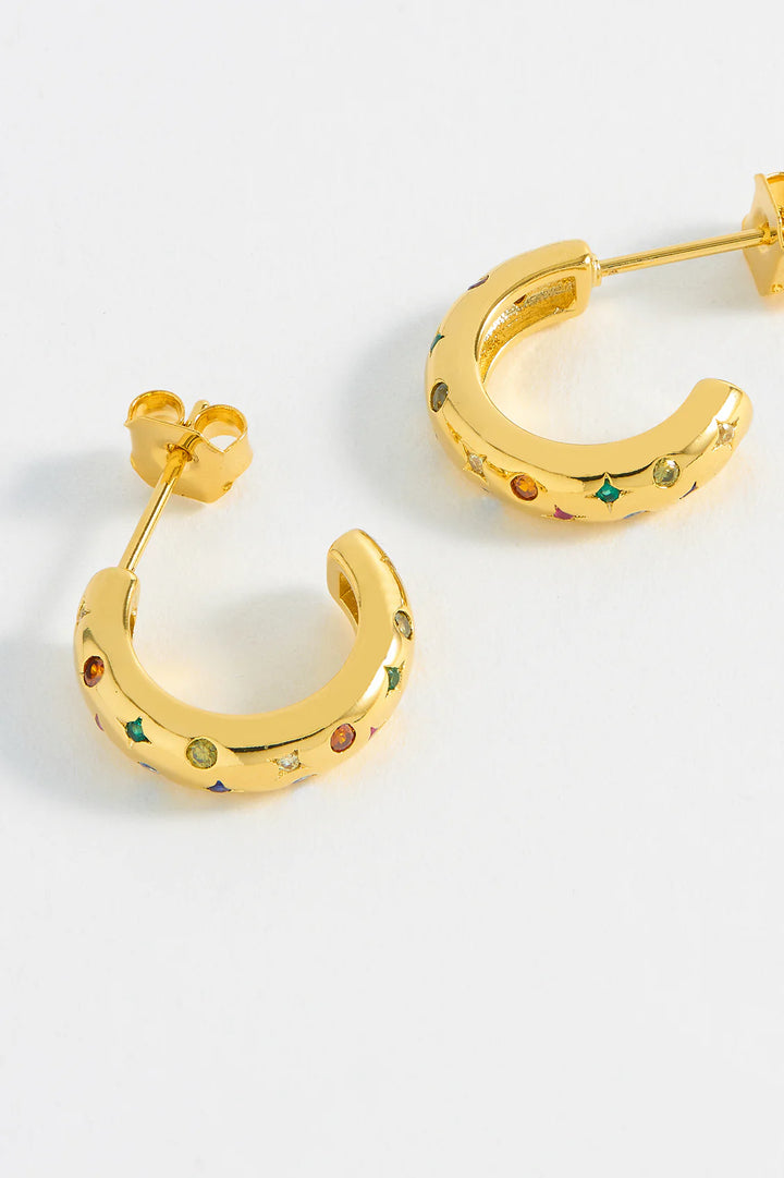 Multicolour Chubby Celestial Hoop - Gold Plated