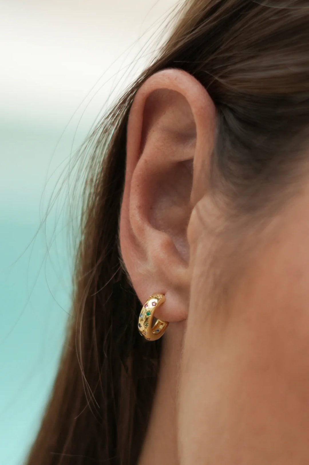 Multicolour Chubby Celestial Hoop - Gold Plated