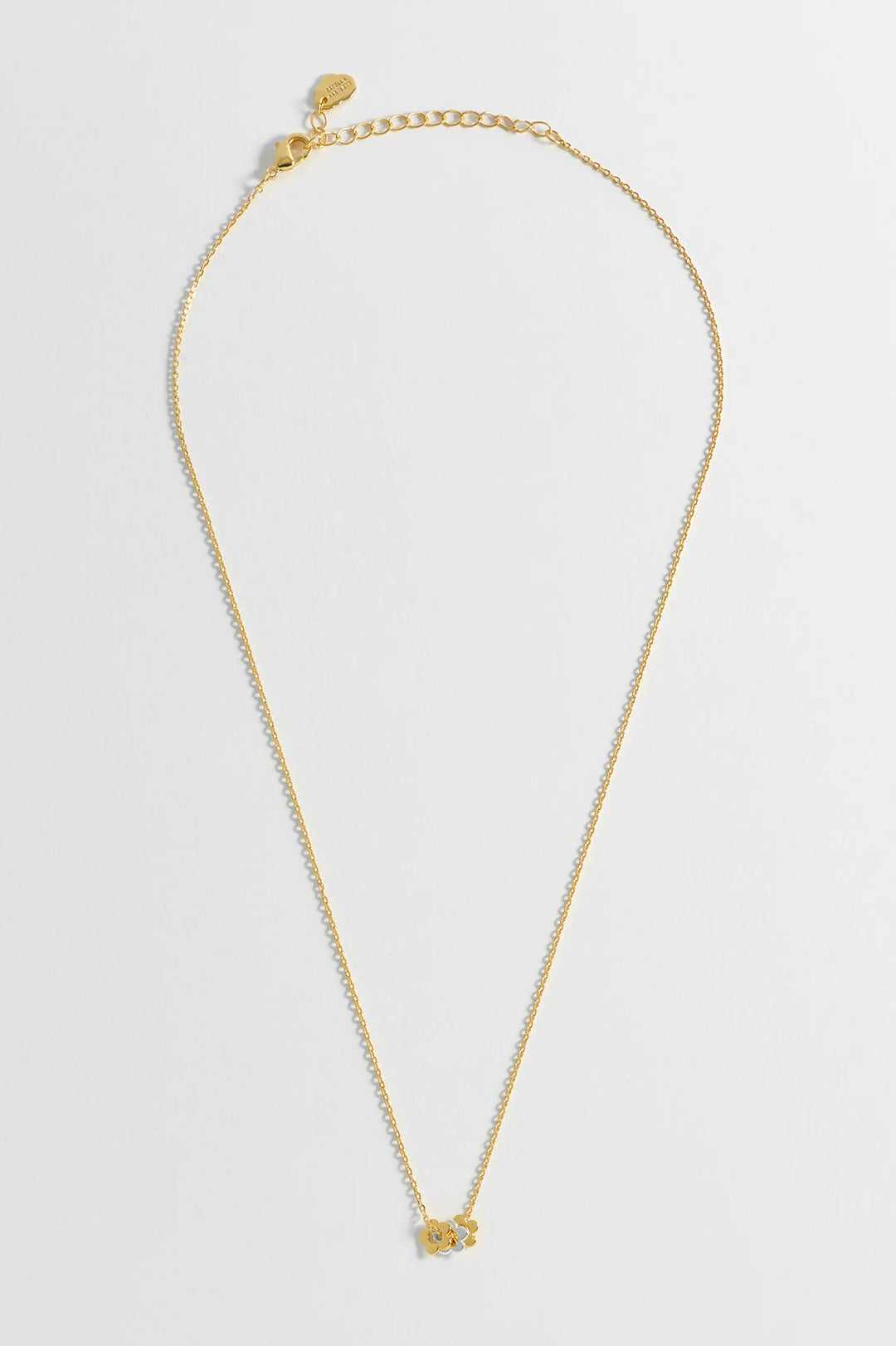Multi Flower Bead Necklace / Gold Chain - Gold Plated