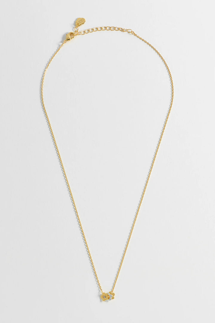 Multi Flower Bead Necklace / Gold Chain - Gold Plated
