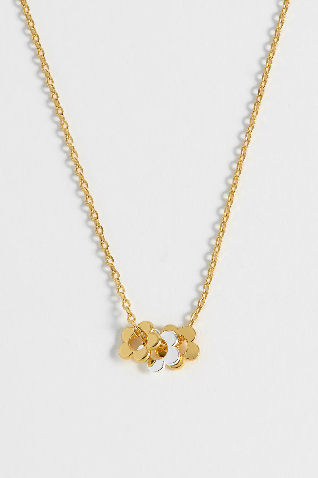 Multi Flower Bead Necklace / Gold Chain - Gold Plated
