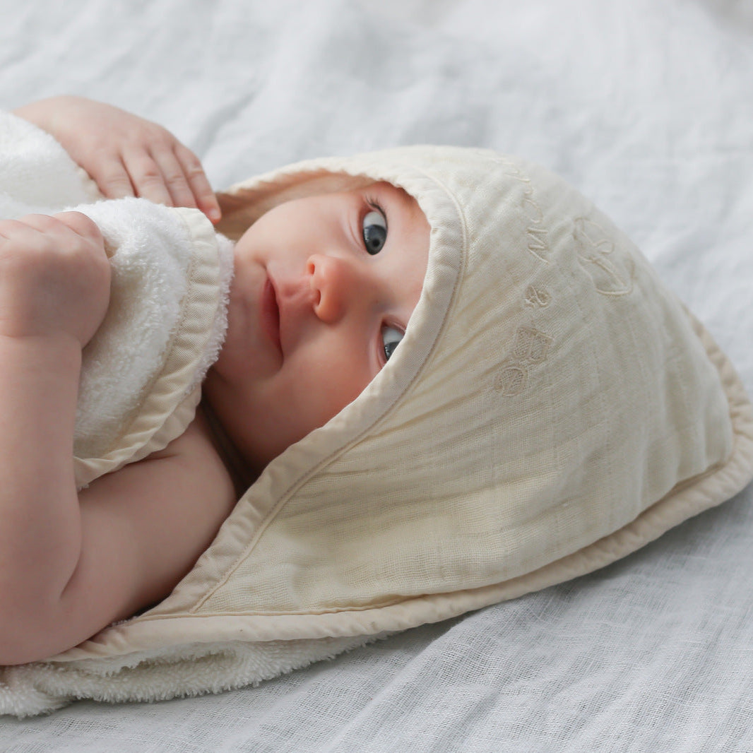 Burrow & Be baby hooded towel available from www.thecollectivenz.com