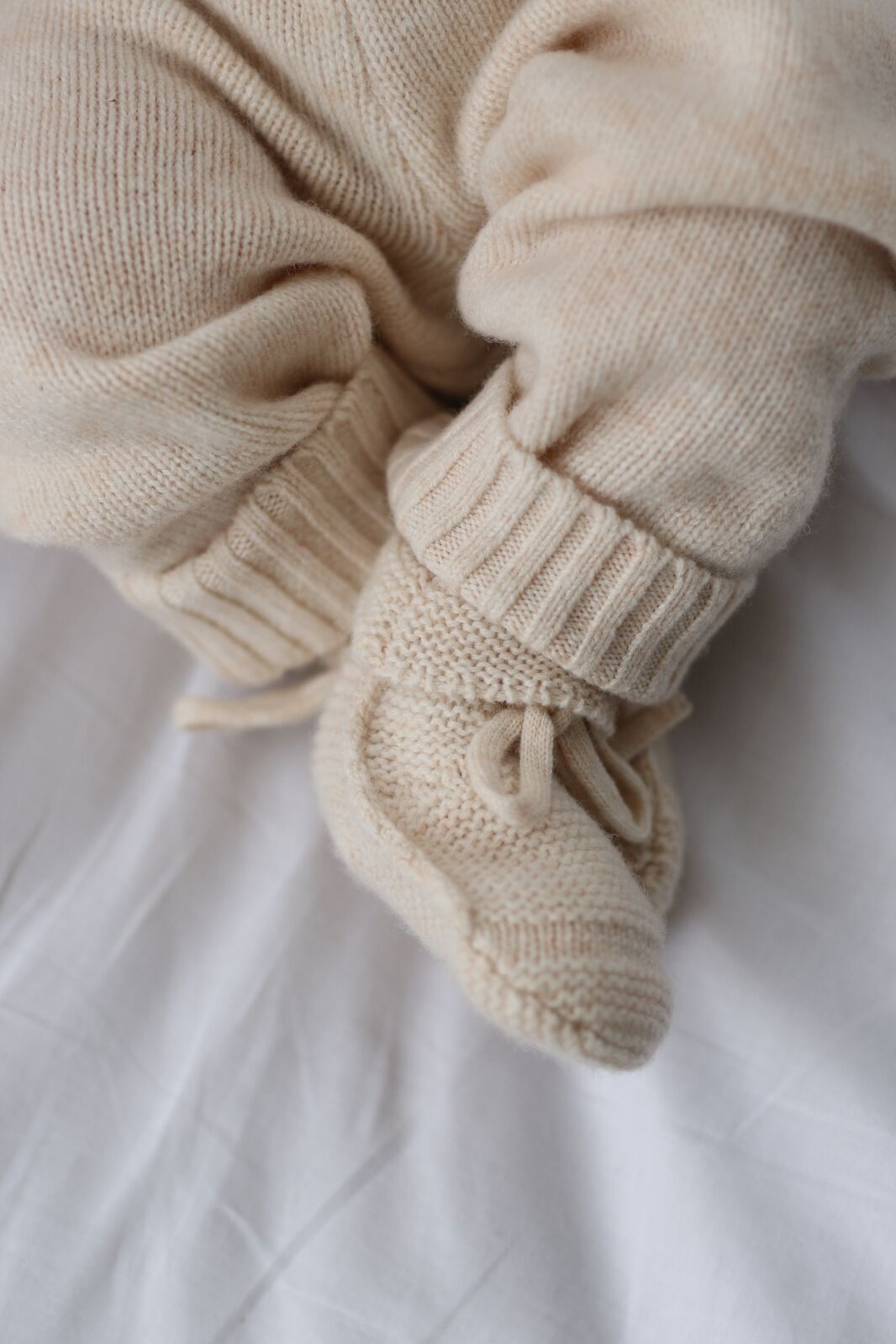 Baby Knit Booties - Ivory Blush / 0-3m