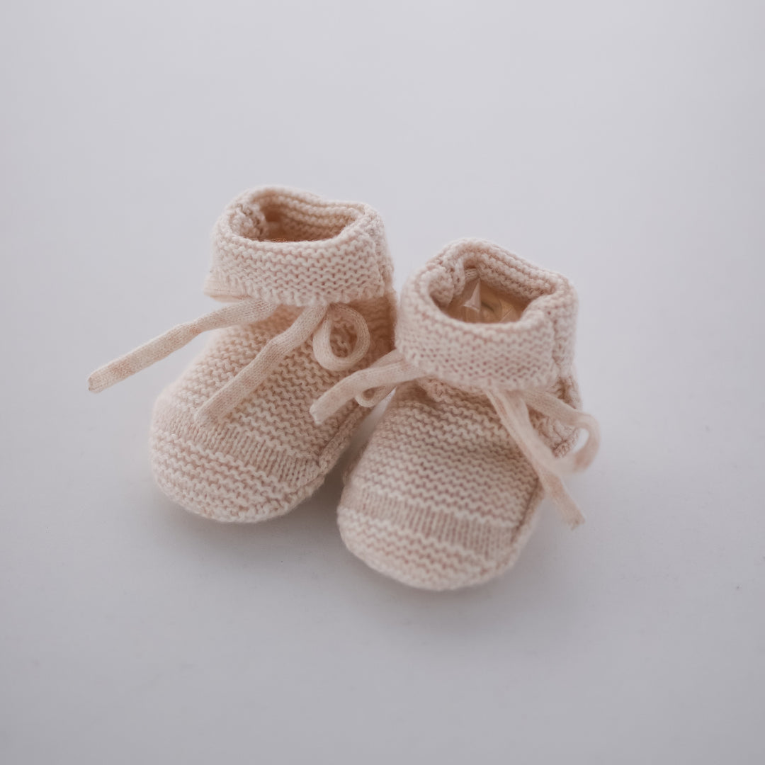 Baby Knit Booties - Ivory Blush / 0-3m