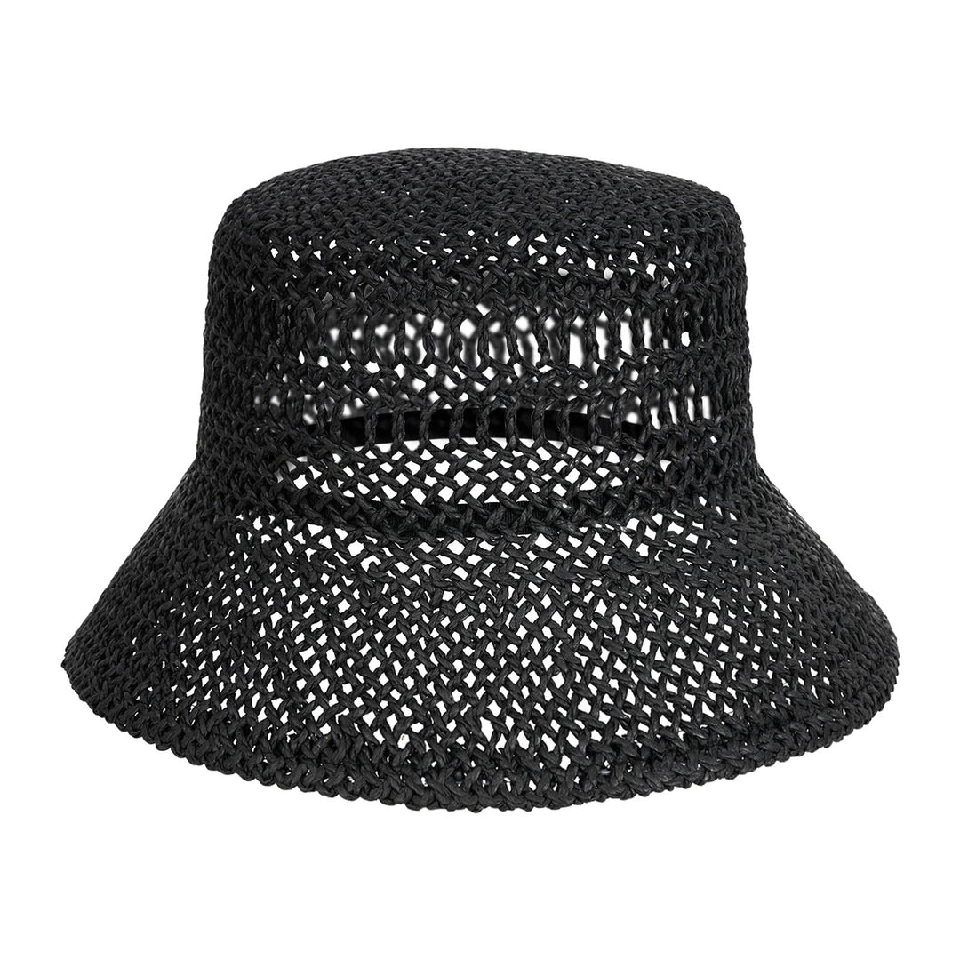 Eb & Ive Black woven bucket hat on a white background