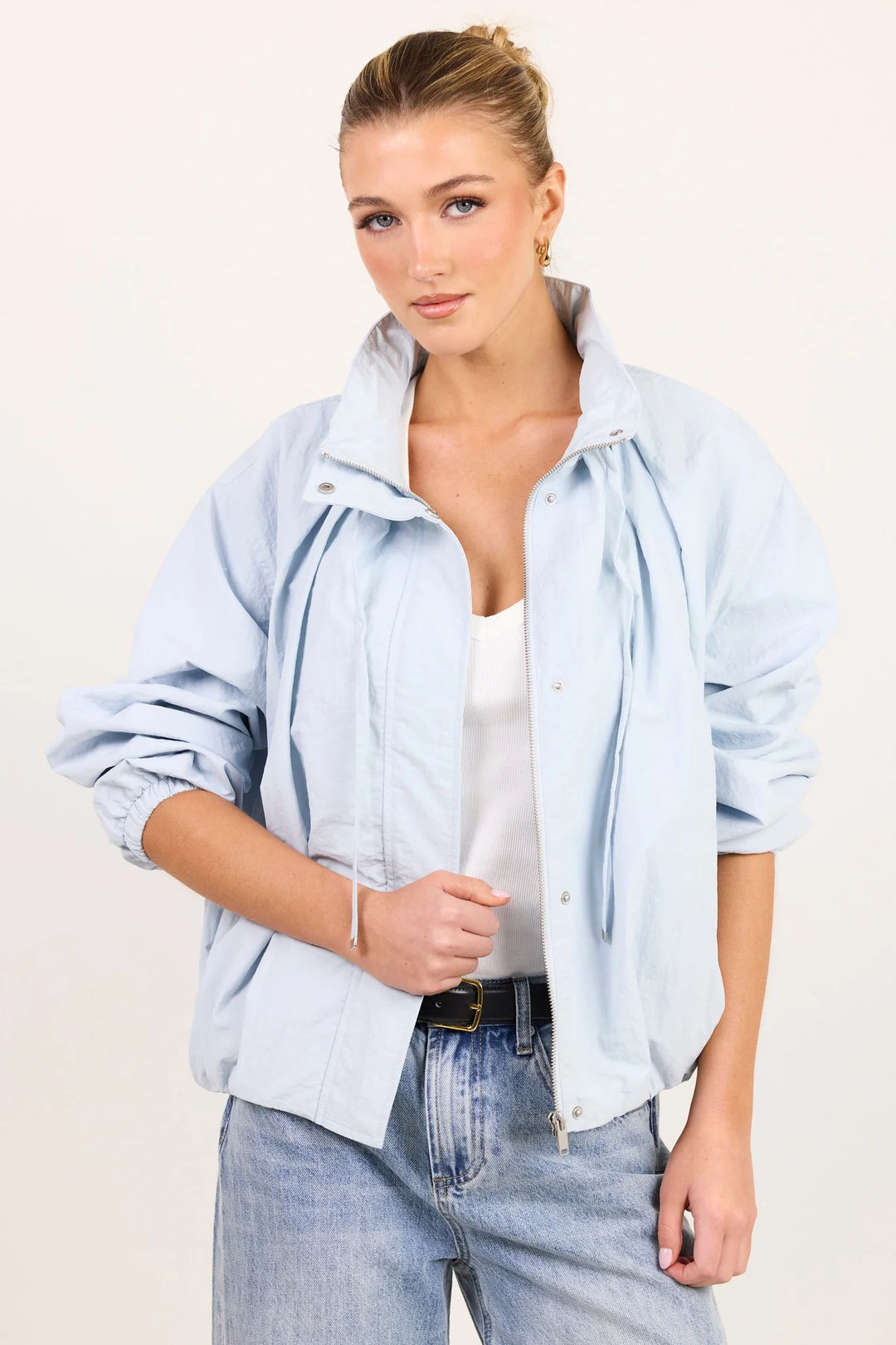 Element Ice Blue Funnel Neck Bomber Jacket | Stories Be Told