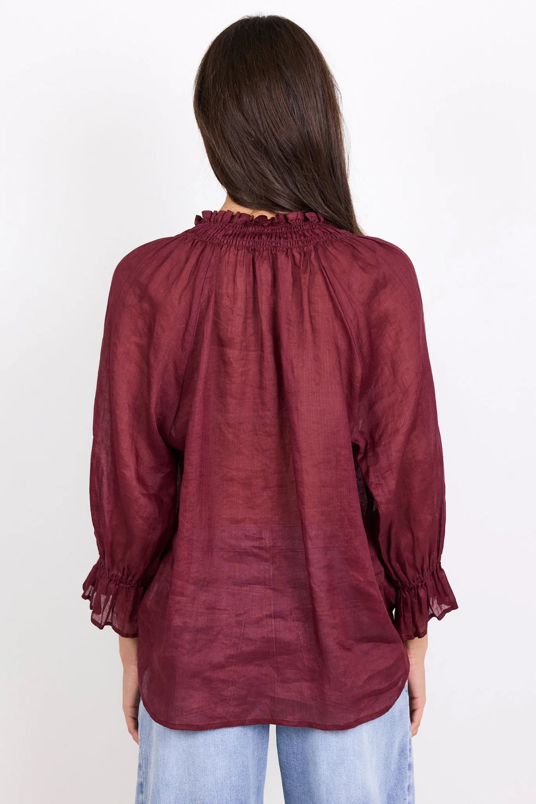 Expedition Burgundy Shirred Neck SS Top | Among The Brave