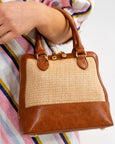 Fairfax Top Grip Bag - Tan / Natural Weave
