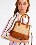 Fairfax Top Grip Bag - Tan / Natural Weave