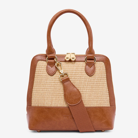 Fairfax Top Grip Bag - Tan / Natural Weave