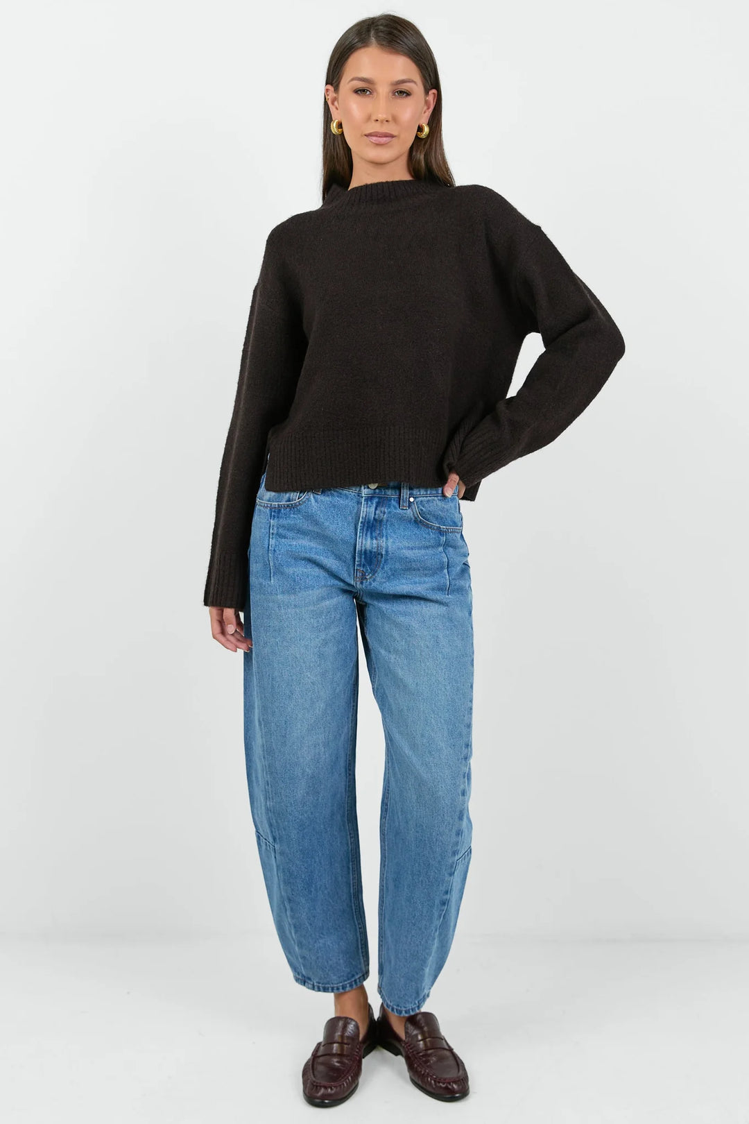 Forage Chocolate Mock Neck LS Jumper