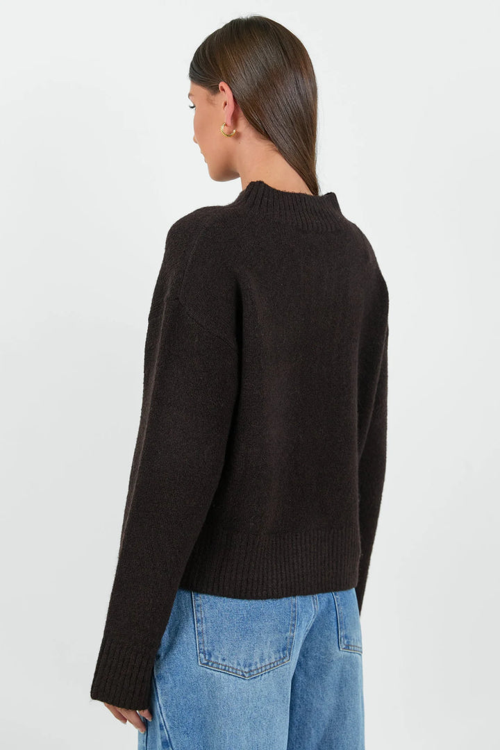 Forage Chocolate Mock Neck LS Jumper