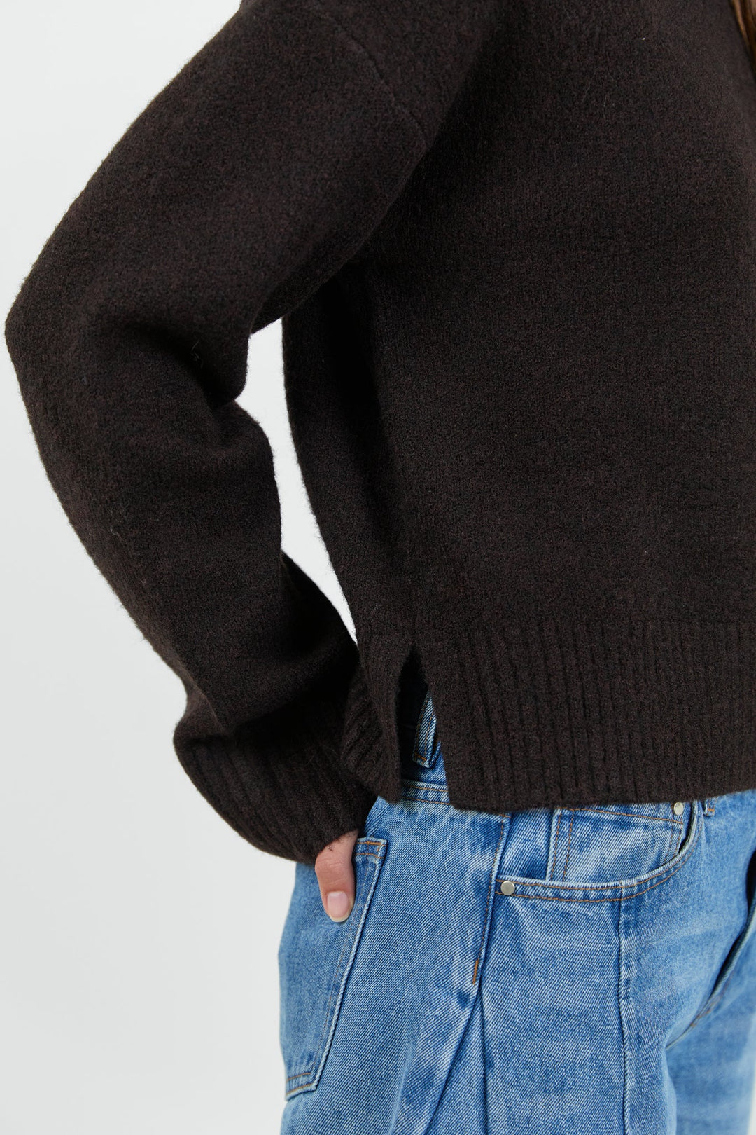 Forage Chocolate Mock Neck LS Jumper