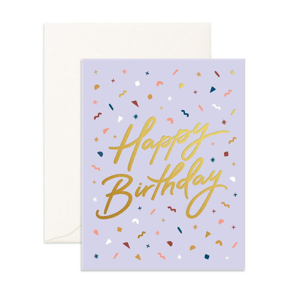 Happy Birthday / purple confetti - Card