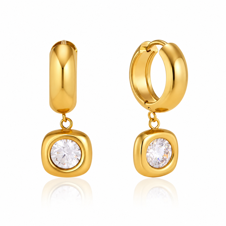 Gold Dottie Drop Hoops | Chaos & Company