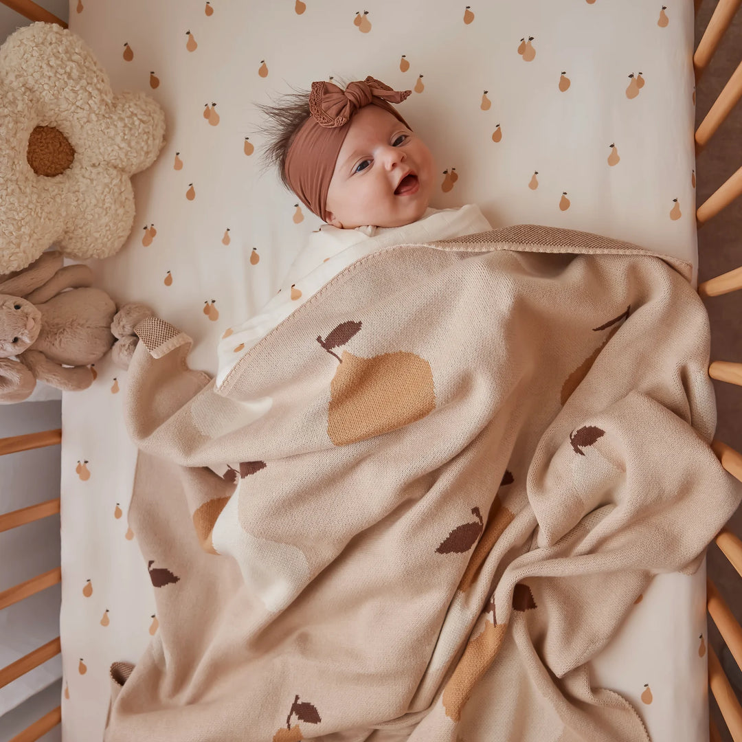 Golden Pears Fitted Cot Sheet | Fox & Fallow