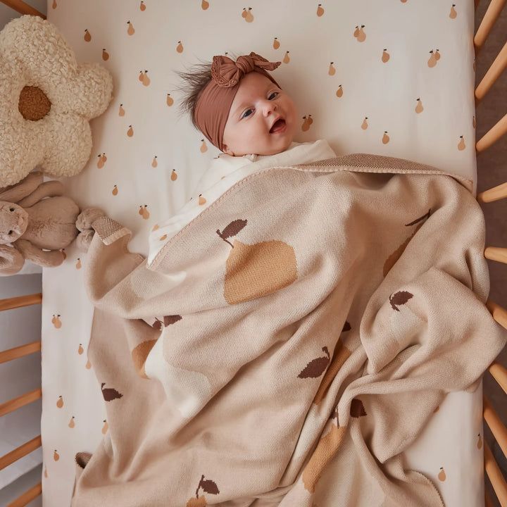Golden Pears Fitted Cot Sheet | Fox & Fallow