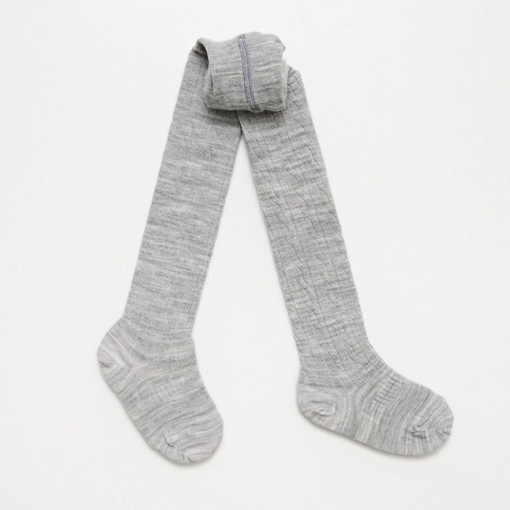 Lamington Merino Tights - Cable / Grey Marle