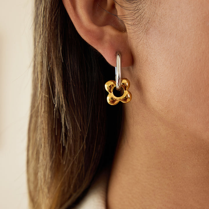 Posie Two-Tone Flower Hoops | Chaos & Company