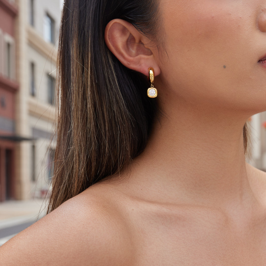 Gold Dottie Drop Hoops | Chaos & Company
