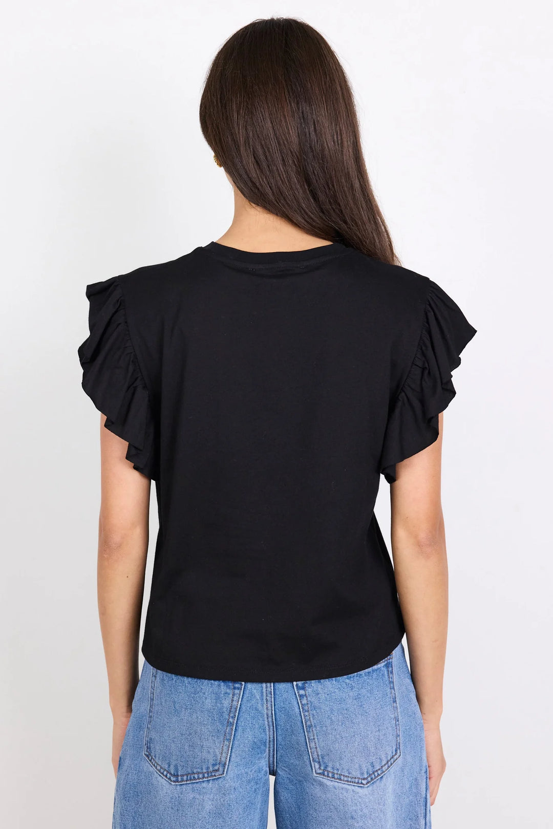 Hover Black Flutter Sleeve Tee | Ivy + Jack
