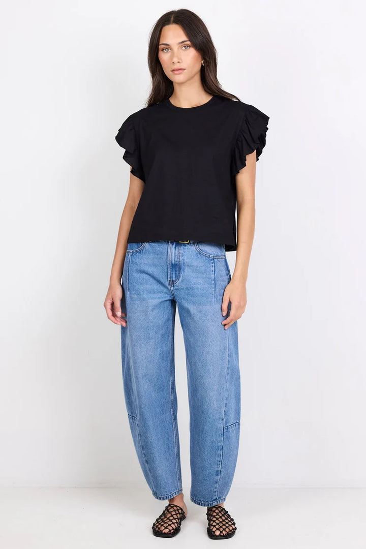Hover Black Flutter Sleeve Tee | Ivy + Jack