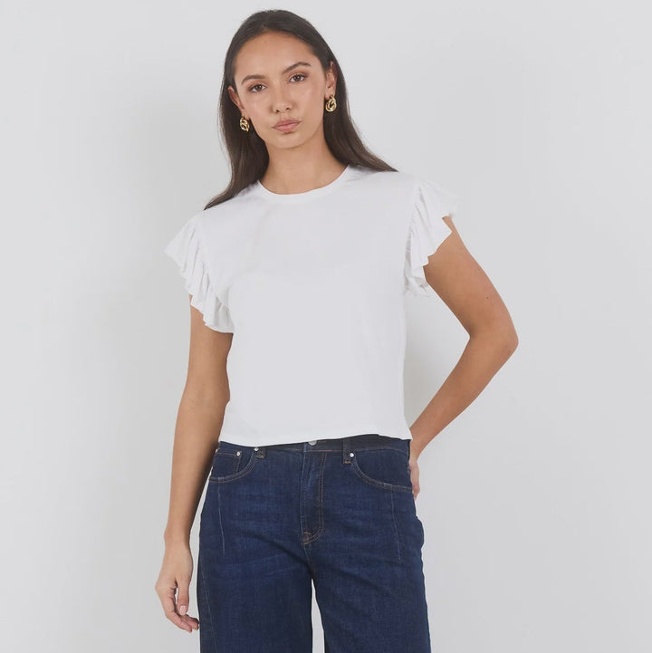 Hover Ivory Flutter Sleeve Tee | Ivy + Jack