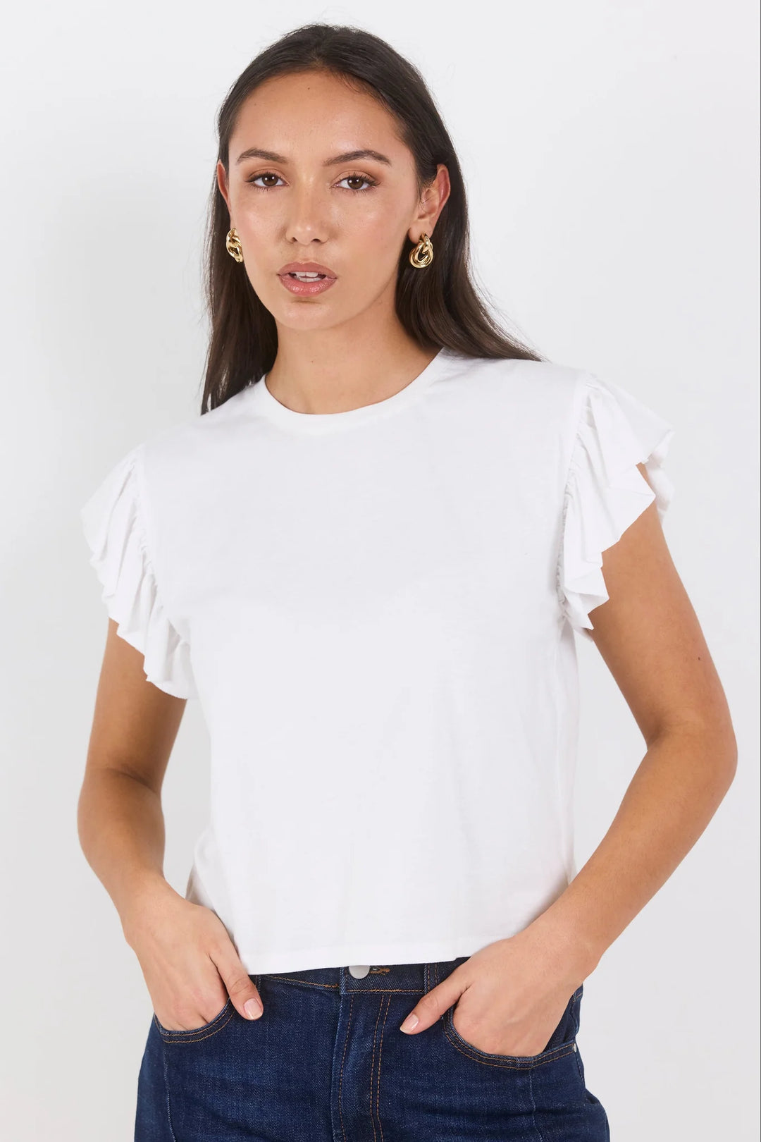 Hover Ivory Flutter Sleeve Tee | Ivy + Jack