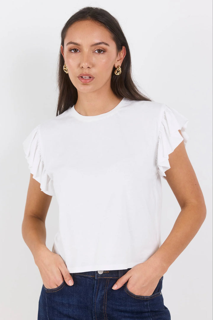 Hover Ivory Flutter Sleeve Tee | Ivy + Jack