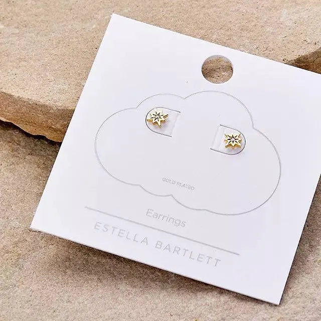 North Star Stud With Cz - Gold Plated
