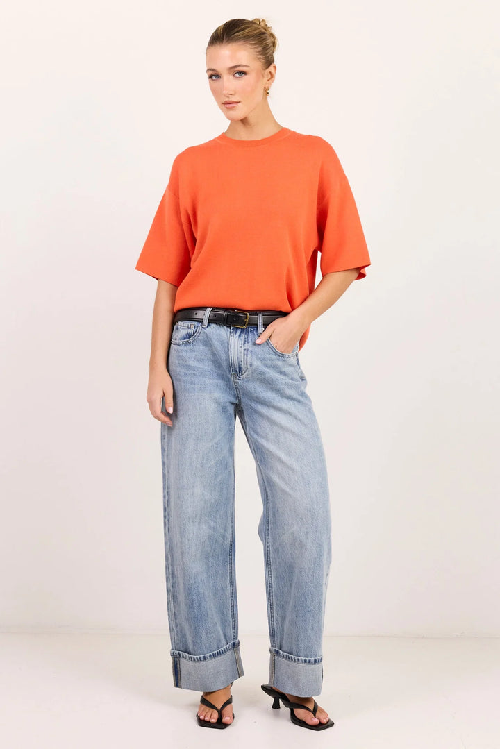 Stories Be Told Intrepid Blood Orange Relaxed Knit Tee