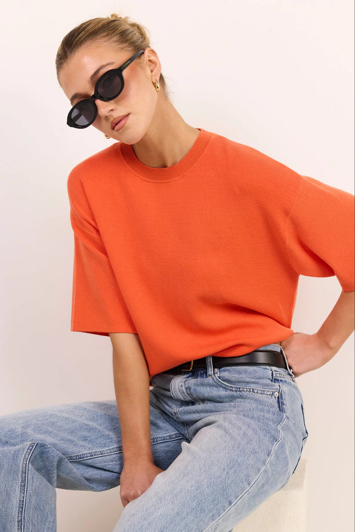 Stories Be Told Intrepid Blood Orange Relaxed Knit Tee