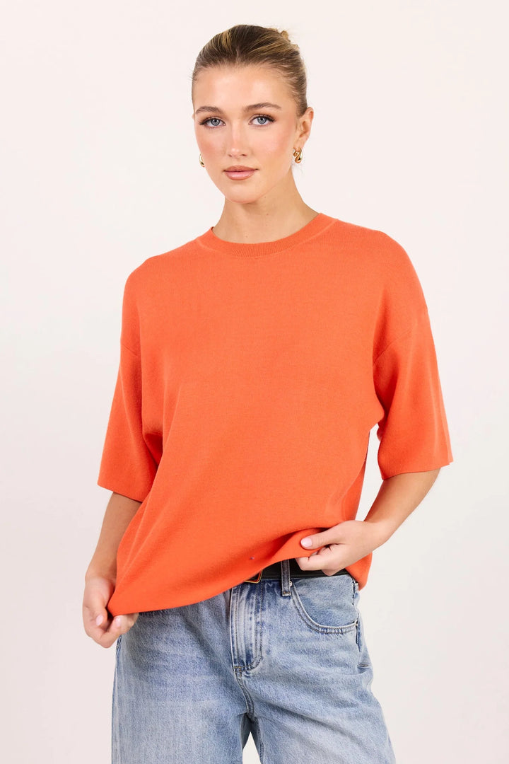 Stories Be Told Intrepid Blood Orange Relaxed Knit Tee