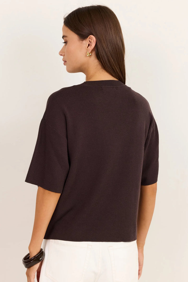 Intrepid Chocolate Relaxed Knit Tee | Stories Be Told