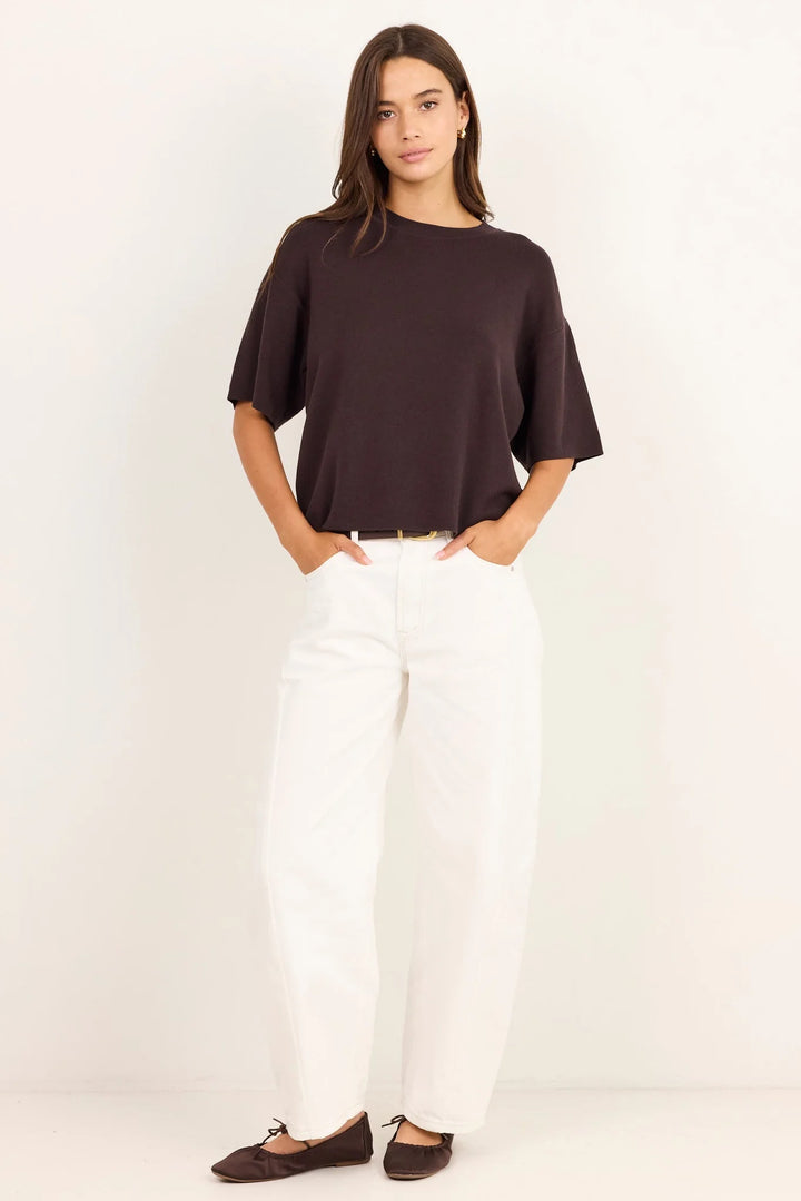 Intrepid Chocolate Relaxed Knit Tee | Stories Be Told