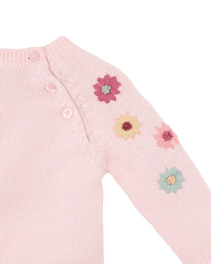 Emmy Organic Hand Emb Knitted Romper