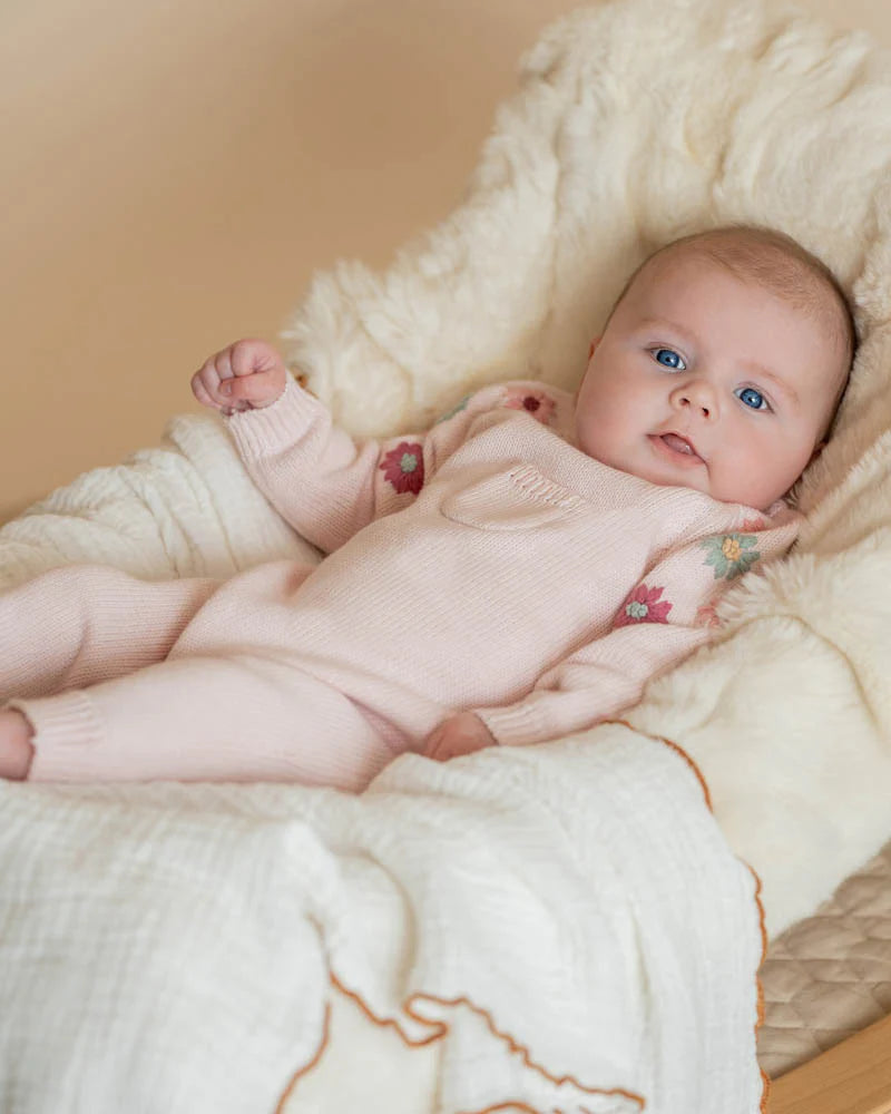 Emmy Organic Hand Emb Knitted Romper