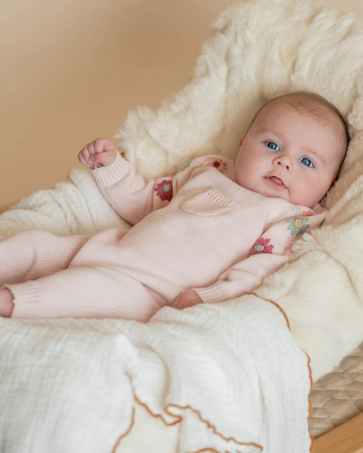 Emmy Organic Hand Emb Knitted Romper