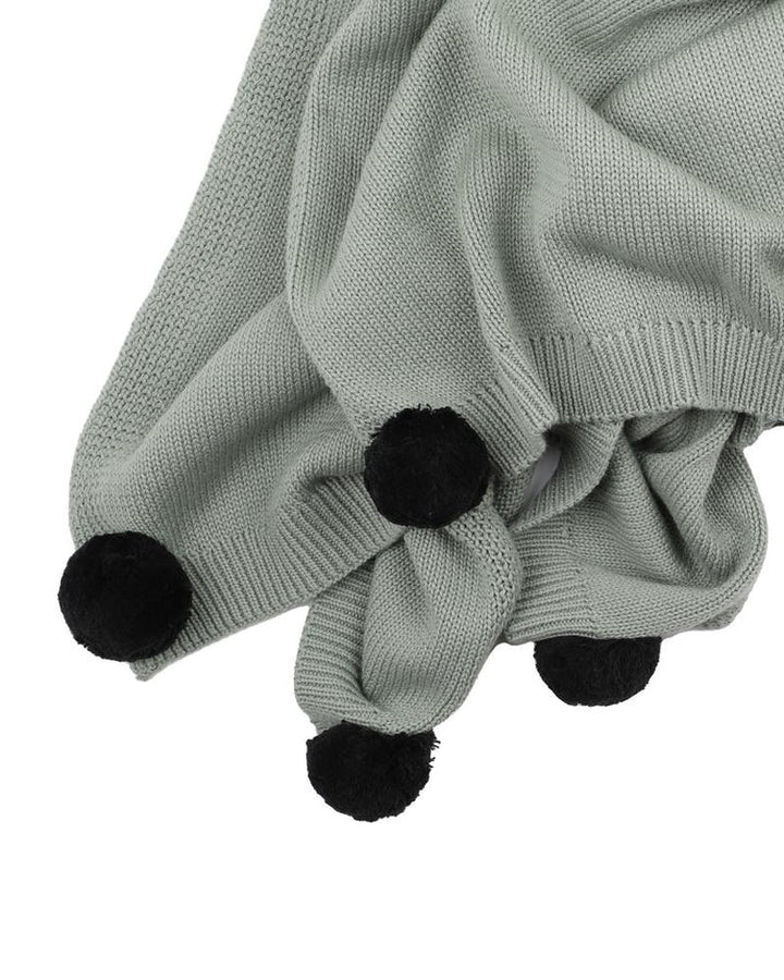 Bebe angus pompom knitted blanket available from www.thecollectivenz.com