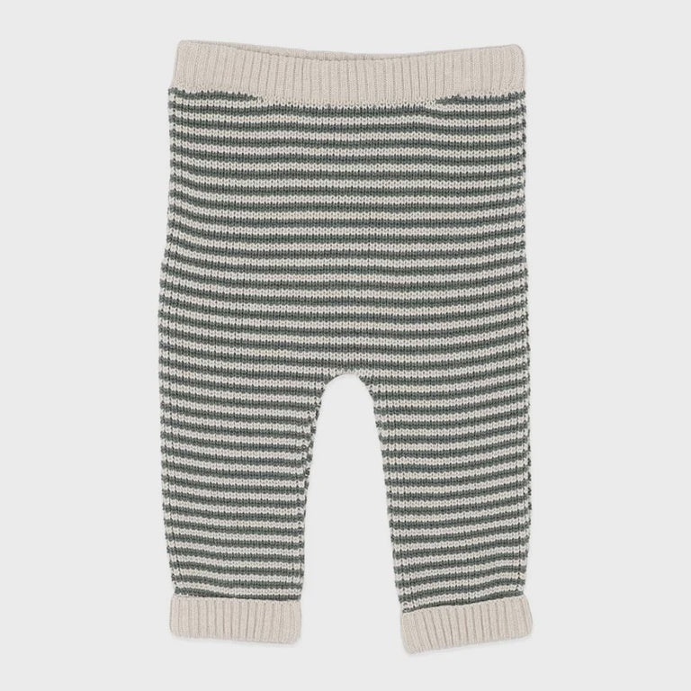 Striped baby leggings on a light gray background