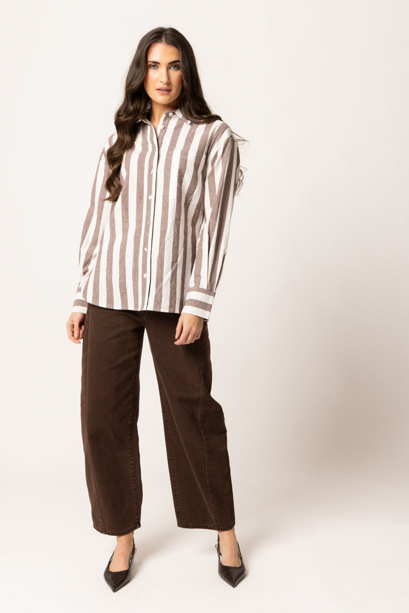 Leila & Luca Essential Shirt - Brunette Stripe