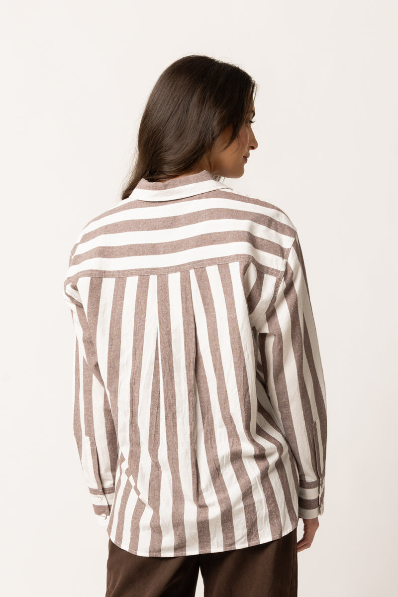 Leila & Luca Essential Shirt - Brunette Stripe