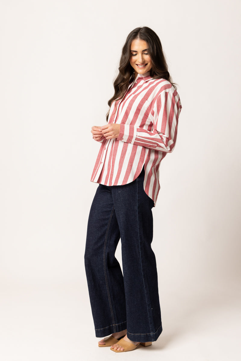 Leila & Luca Essential Shirt - Ruby Stripe