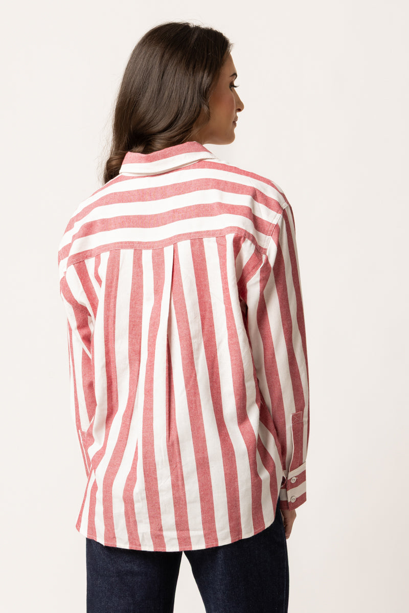 Leila & Luca Essential Shirt - Ruby Stripe