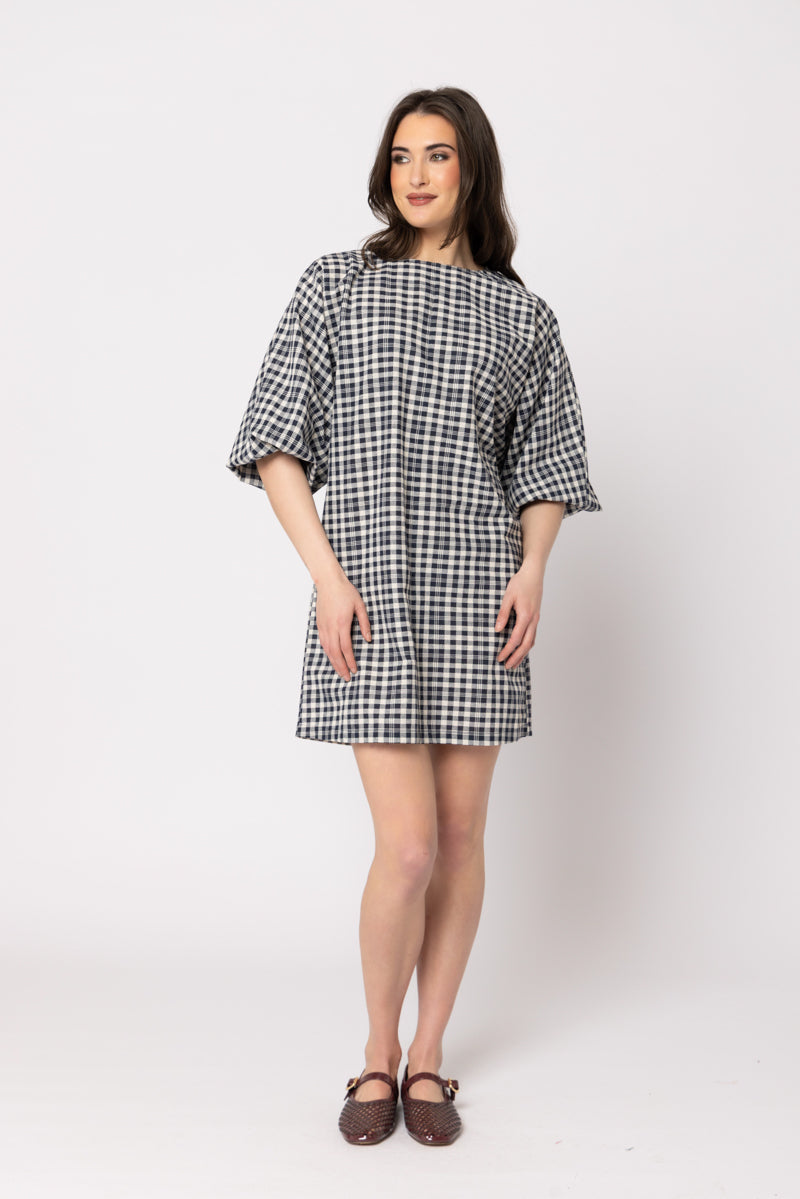 Batwing Dress Ink Check | Leila + Luca