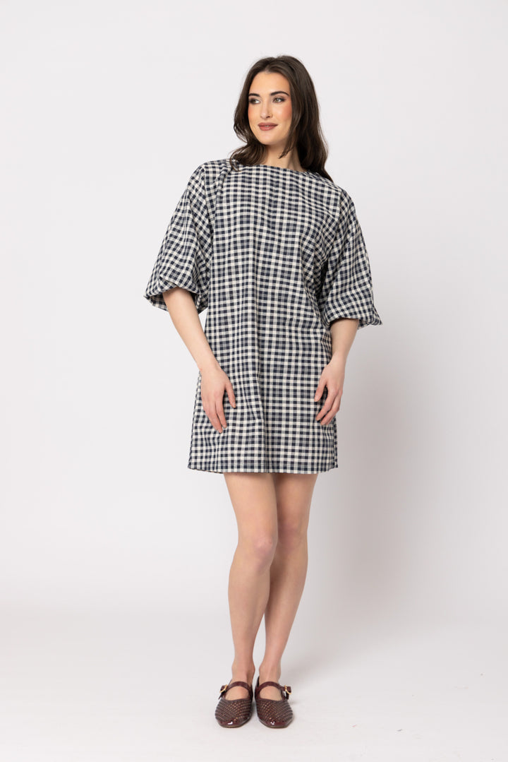 Batwing Dress Ink Check | Leila + Luca