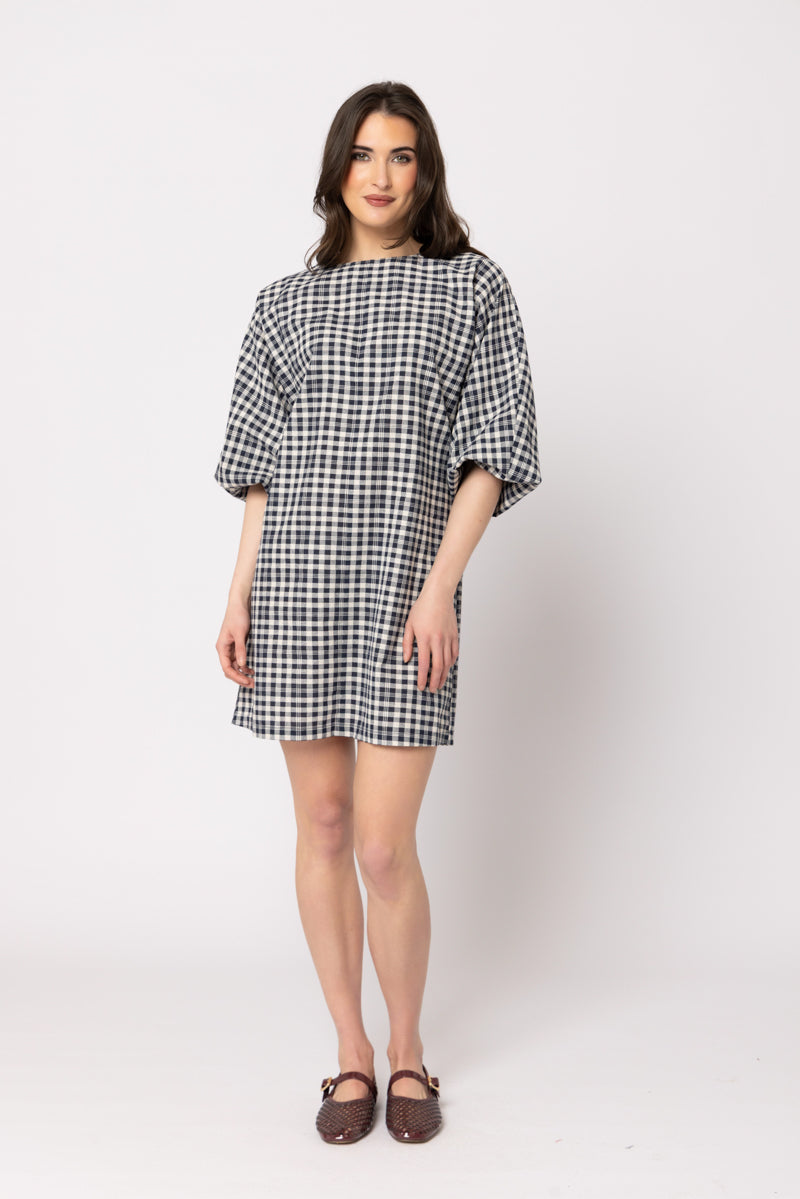Batwing Dress Ink Check | Leila + Luca